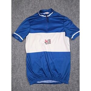 De Marchi Cycling Jersey Mens Medium 1/4 Zip Blue 50th Anniversary Made in Italy
